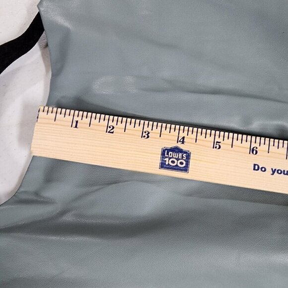 Zara Faux Leather‎ Ruched Puff Sleeve Dress Sold Out Seafoam Green Large - Picture 12 of 16